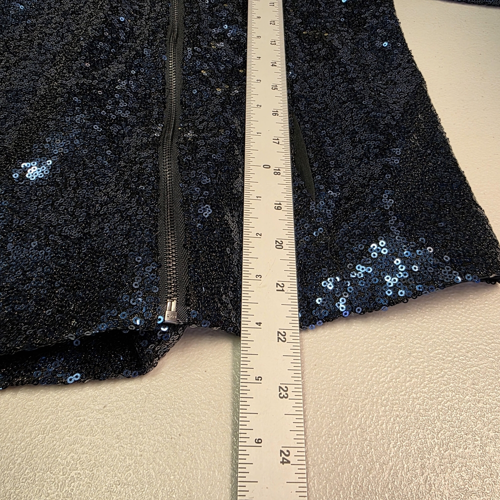 Colleen Lopez Women's Luxe Sequin Moto Jacket Blue Size 1X - Picture 5 of 6
